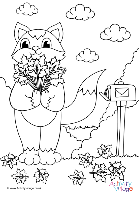 Autumn Cat Colouring Page 6 | Activity Village