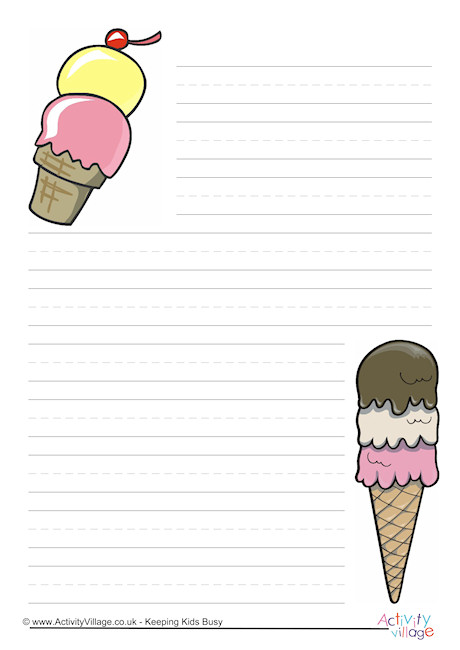 Ice Cream Writing Paper | Activity Village